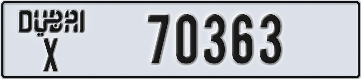 dubai License Plate Number 70363 Code X