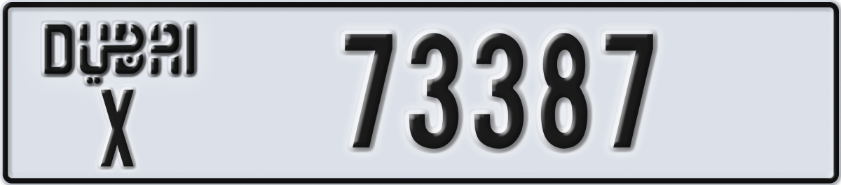 dubai License Plate Number 73387 Code X