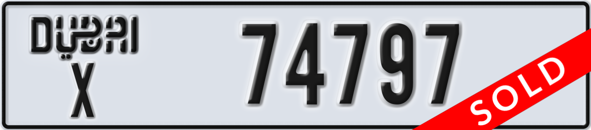 dubai License Plate Number 74797 Code X