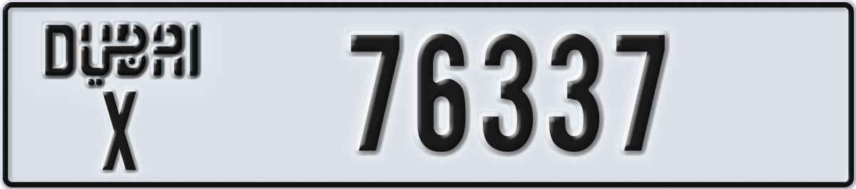 dubai License Plate Number 76337 Code X