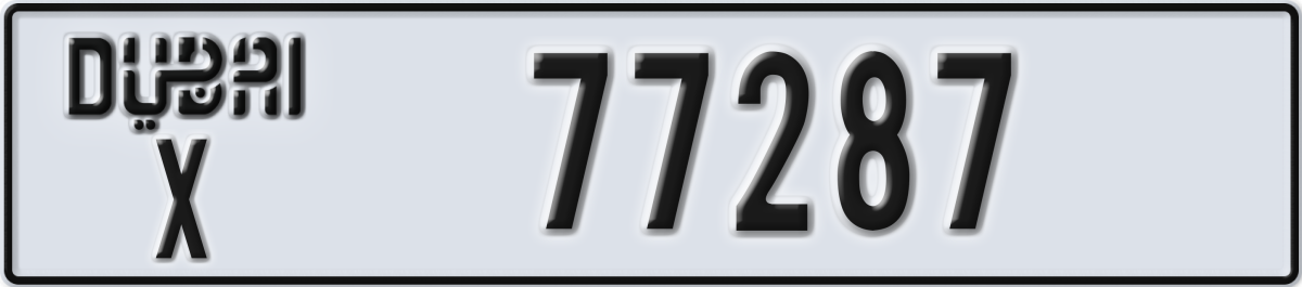 dubai License Plate Number 77287 Code X