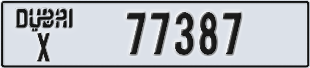 dubai License Plate Number 77387 Code X
