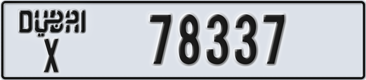 dubai License Plate Number 78337 Code X