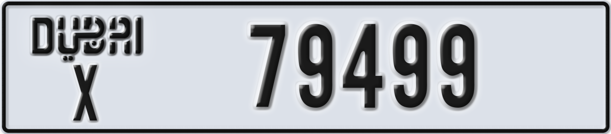 dubai License Plate Number 79499 Code X