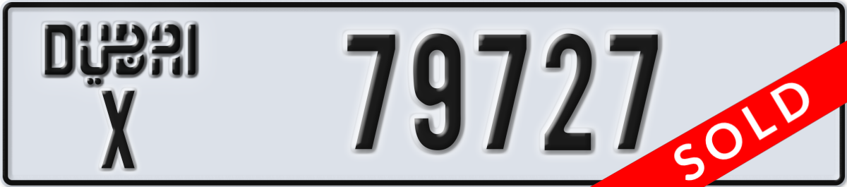 dubai License Plate Number 79727 Code X