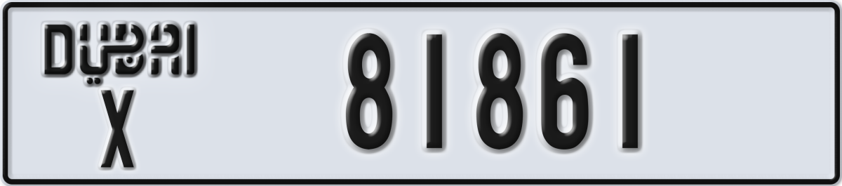 dubai License Plate Number 81861 Code X