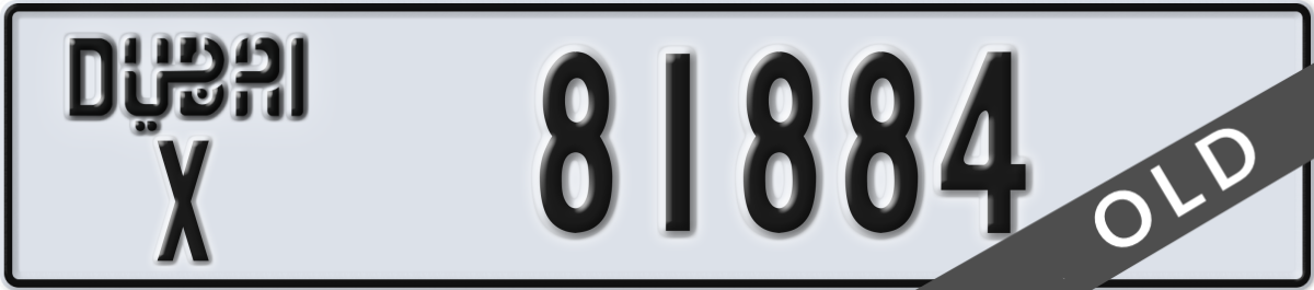 dubai License Plate Number 81884 Code X