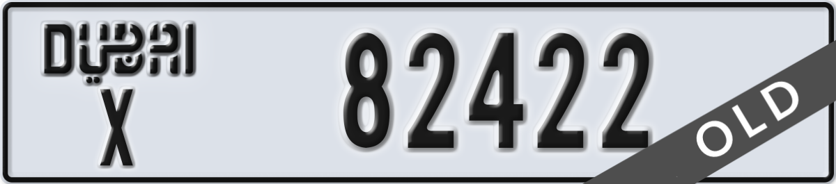 dubai License Plate Number 82422 Code X
