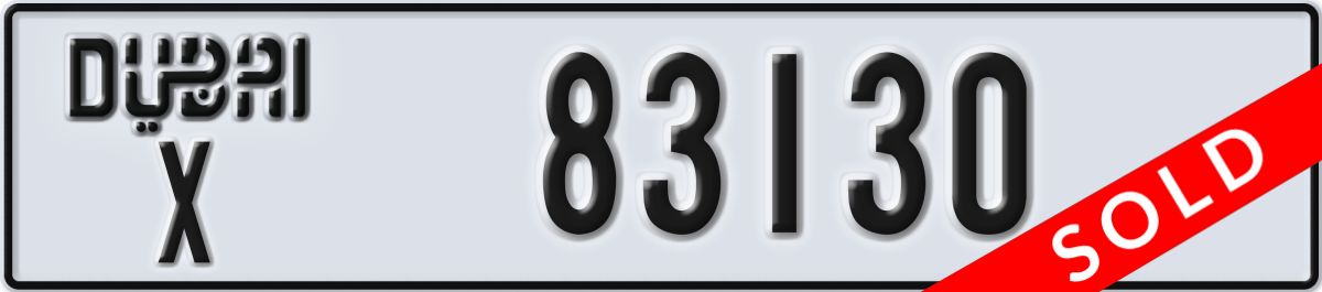 dubai License Plate Number 83130 Code X
