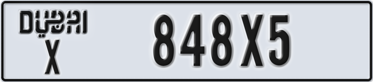 dubai License Plate Number 848X5 Code X
