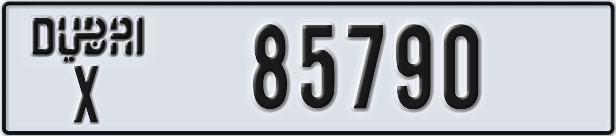 dubai License Plate Number 85790 Code X