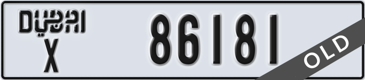 dubai License Plate Number 86181 Code X