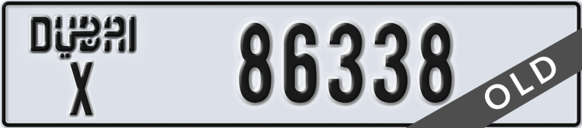 dubai License Plate Number 86338 Code X