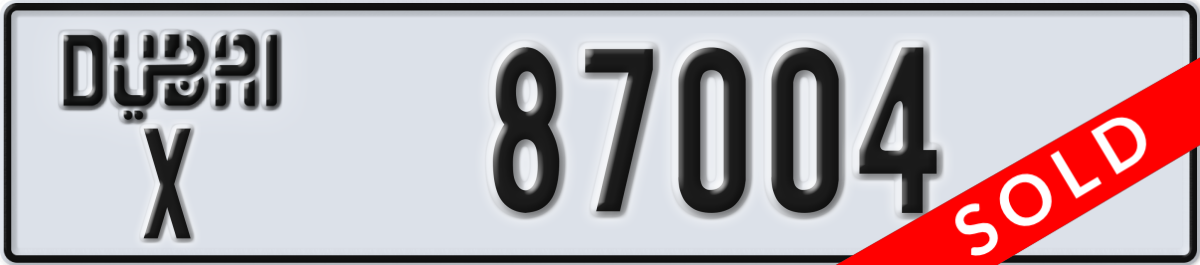 dubai License Plate Number 87004 Code X