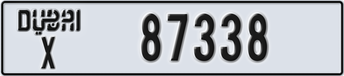 dubai License Plate Number 87338 Code X