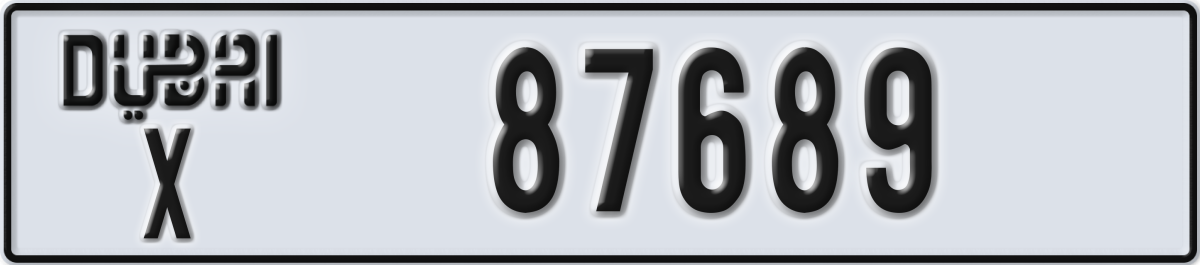 dubai License Plate Number 87689 Code X