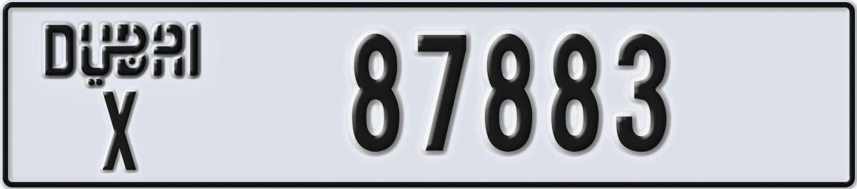 dubai License Plate Number 87883 Code X