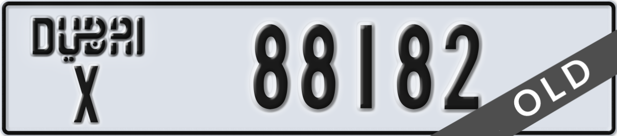 dubai License Plate Number 88182 Code X