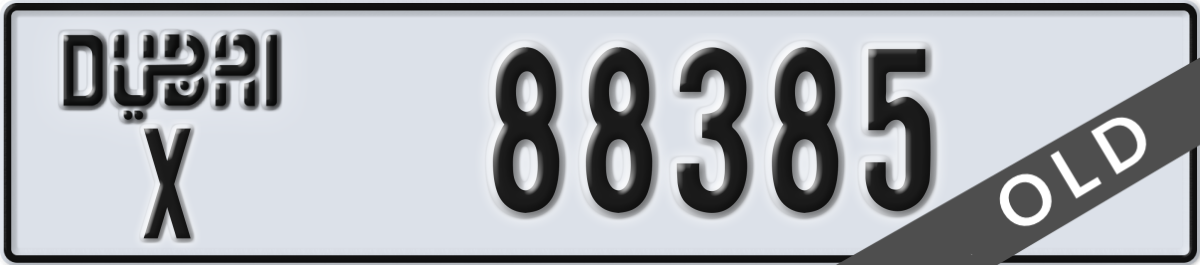 dubai License Plate Number 88385 Code X