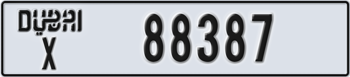 dubai License Plate Number 88387 Code X