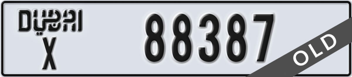 dubai License Plate Number 88387 Code X