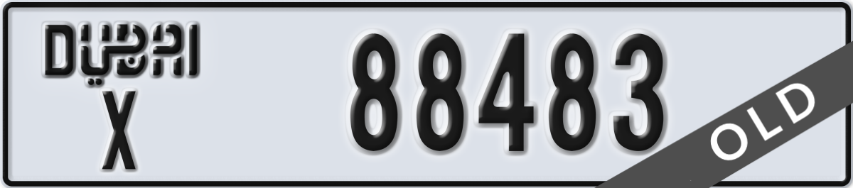 dubai License Plate Number 88483 Code X
