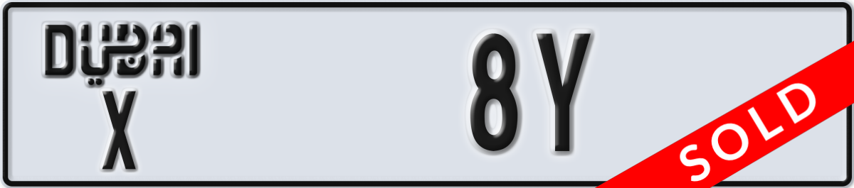 dubai License Plate Number 8Y Code X