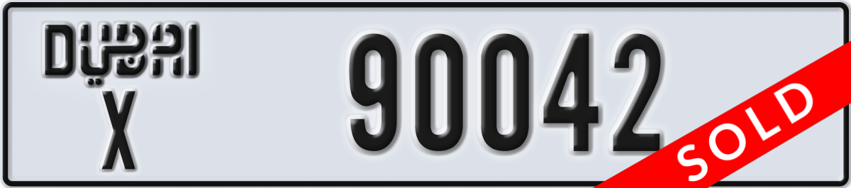 dubai License Plate Number 90042 Code X
