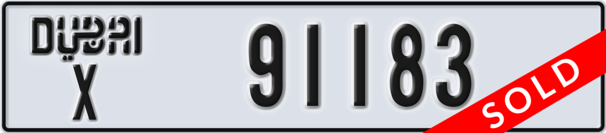 dubai License Plate Number 91183 Code X