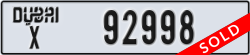 dubai - code - X - number -92998