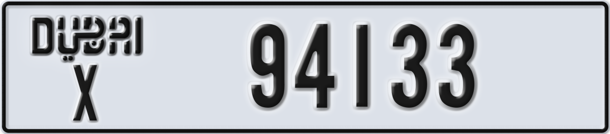dubai License Plate Number 94133 Code X