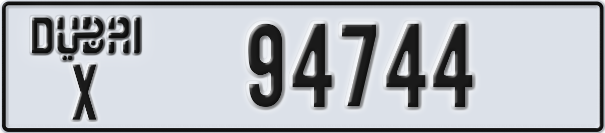 dubai License Plate Number 94744 Code X
