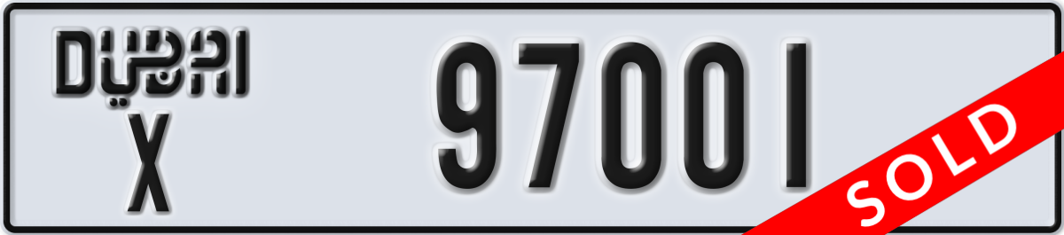 dubai License Plate Number 97001 Code X