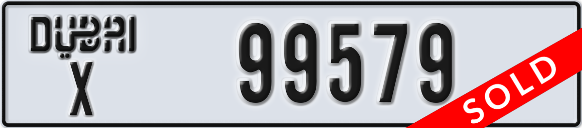 dubai License Plate Number 99579 Code X