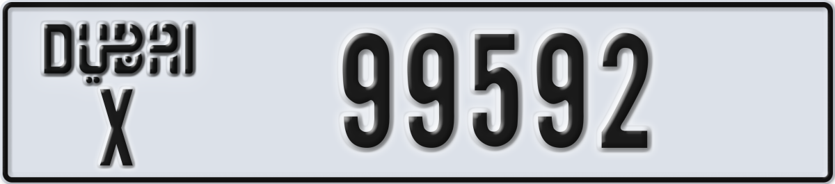 dubai License Plate Number 99592 Code X