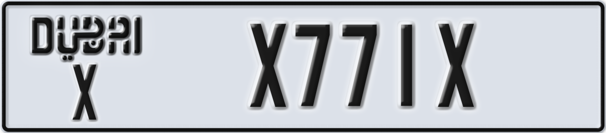 dubai License Plate Number X771X Code X