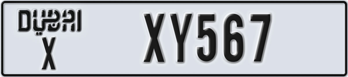 dubai License Plate Number XY567 Code X