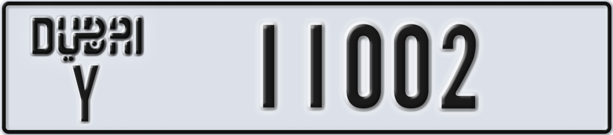 dubai License Plate Number 11002 Code Y
