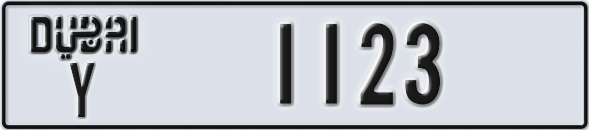 dubai License Plate Number 1123 Code Y