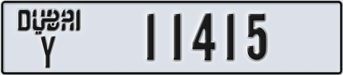 dubai License Plate Number 11415 Code Y