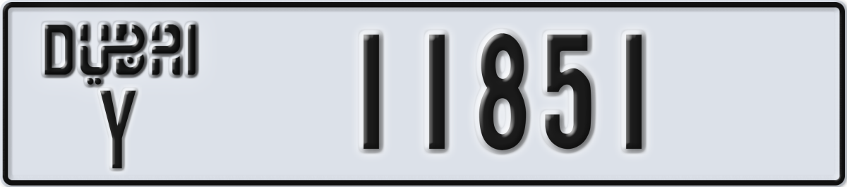 dubai License Plate Number 11851 Code Y
