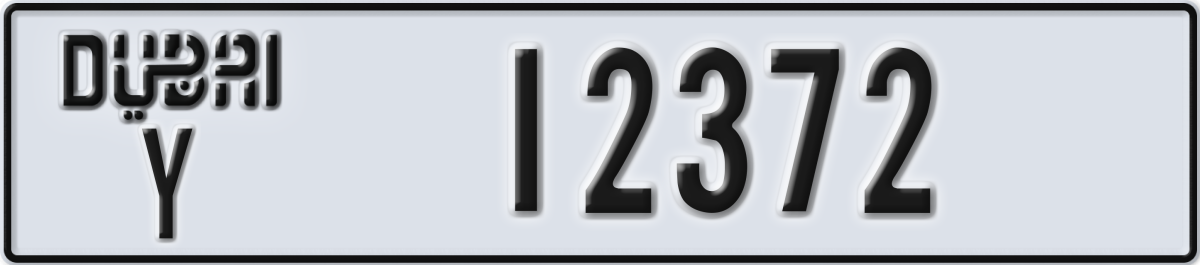 dubai License Plate Number 12372 Code Y
