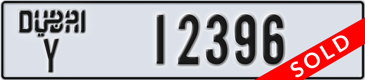 dubai License Plate Number 12396 Code Y