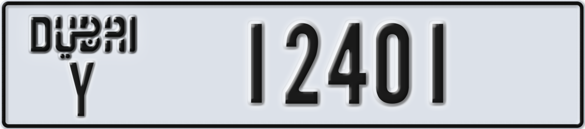 dubai License Plate Number 12401 Code Y