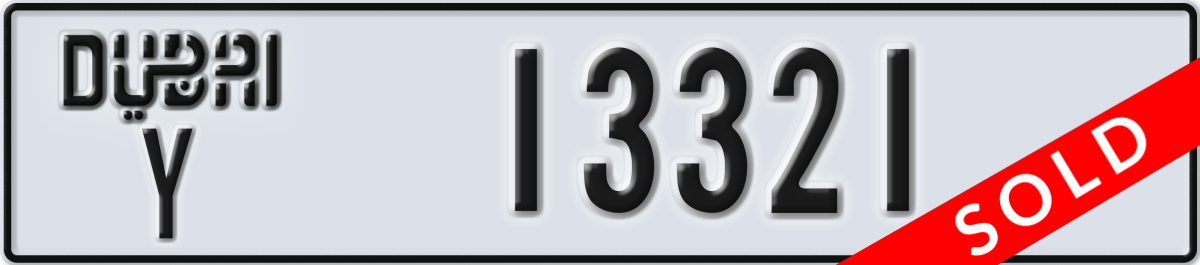 dubai License Plate Number 13321 Code Y