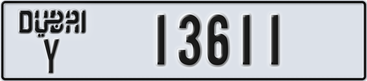 dubai License Plate Number 13611 Code Y