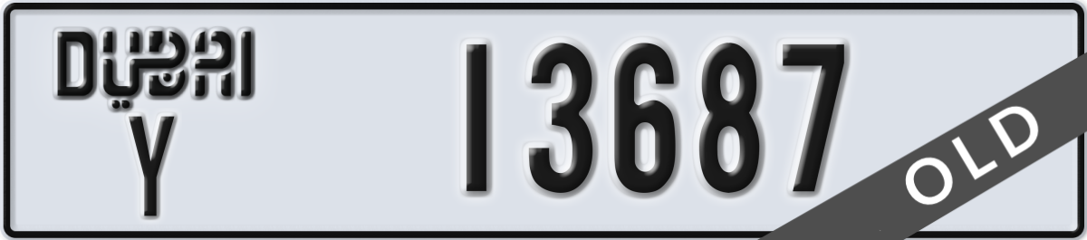 dubai License Plate Number 13687 Code Y