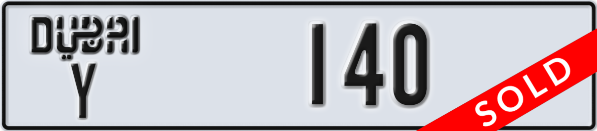 dubai License Plate Number 140 Code Y