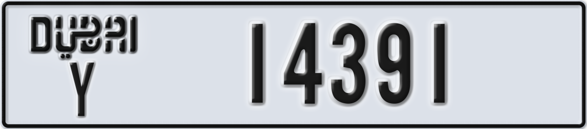 dubai License Plate Number 14391 Code Y