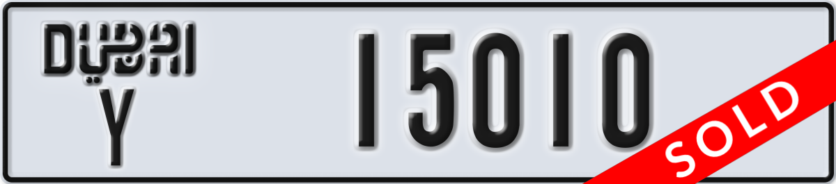 dubai License Plate Number 15010 Code Y